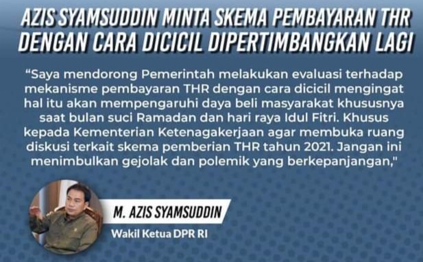 Wakil Ketua DPR RI Dorong Pemerintah Lakukan Evaluasi Pembayaran THR Dengan Cara Dicicil