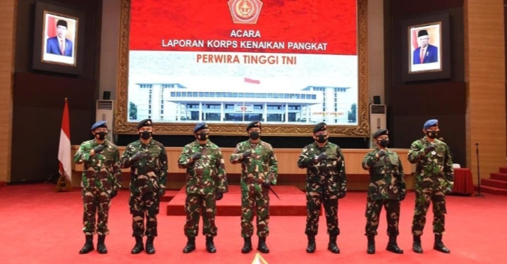 Panglima TNI Terima Laporan Kenaikan Pangkat 34 Perwira Tinggi